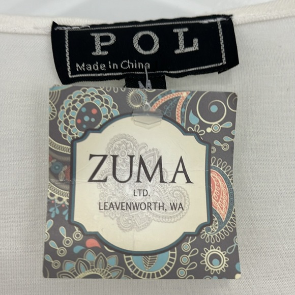 New POL Medium Ivory White Sleeveless Boho Long Duster Kimono Top w/Tassels - Picture 9 of 15